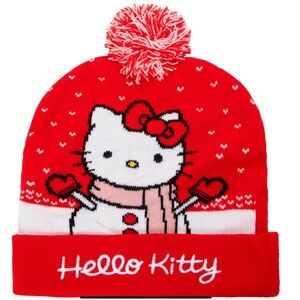 NWT! Sanrio Hello Kitty Red and White Knit Cap Beanie!